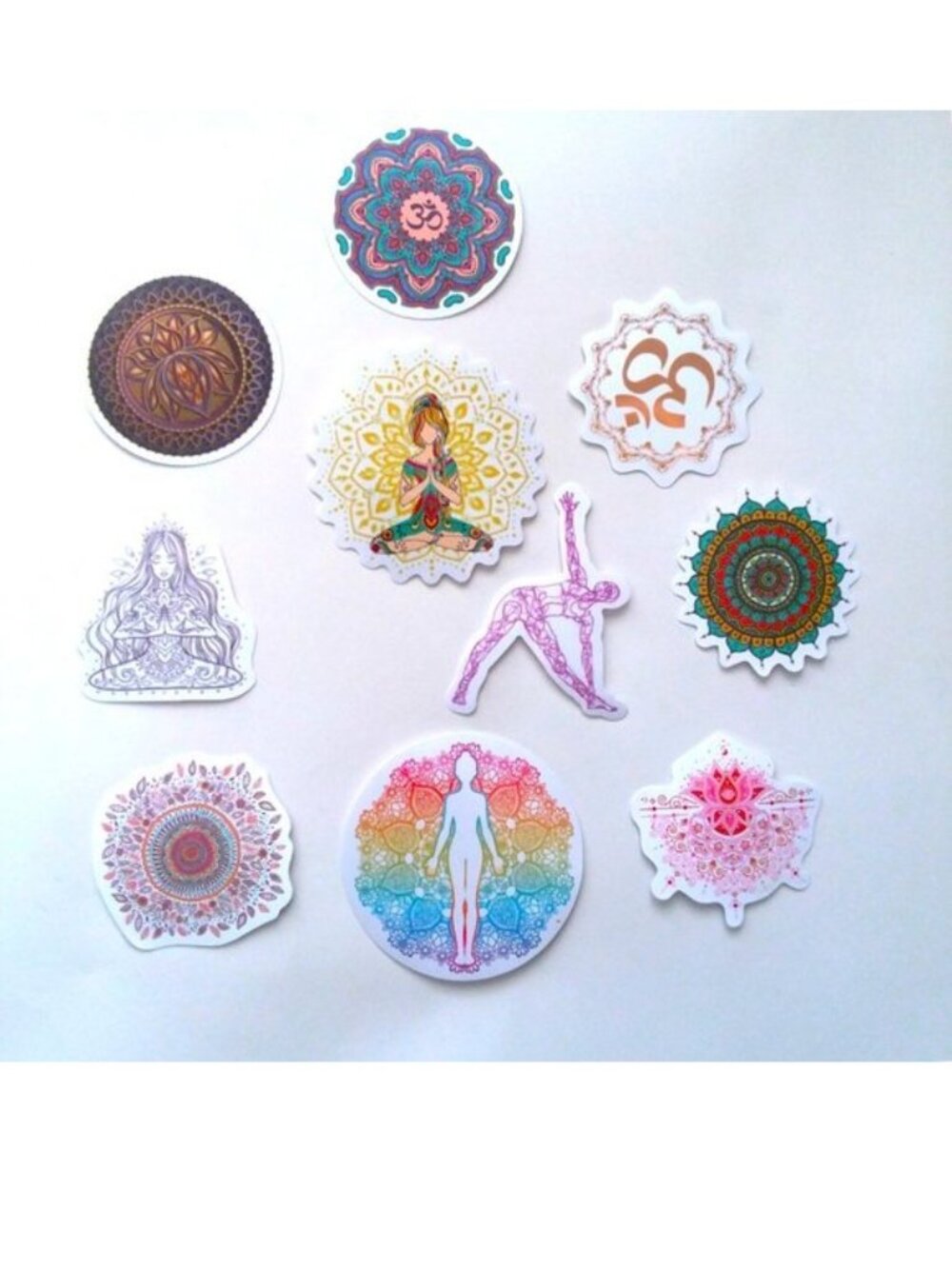 10 Yoga Mandala Stickers Lot Namaste Meditation Chakras Pilates Laptop Bottle